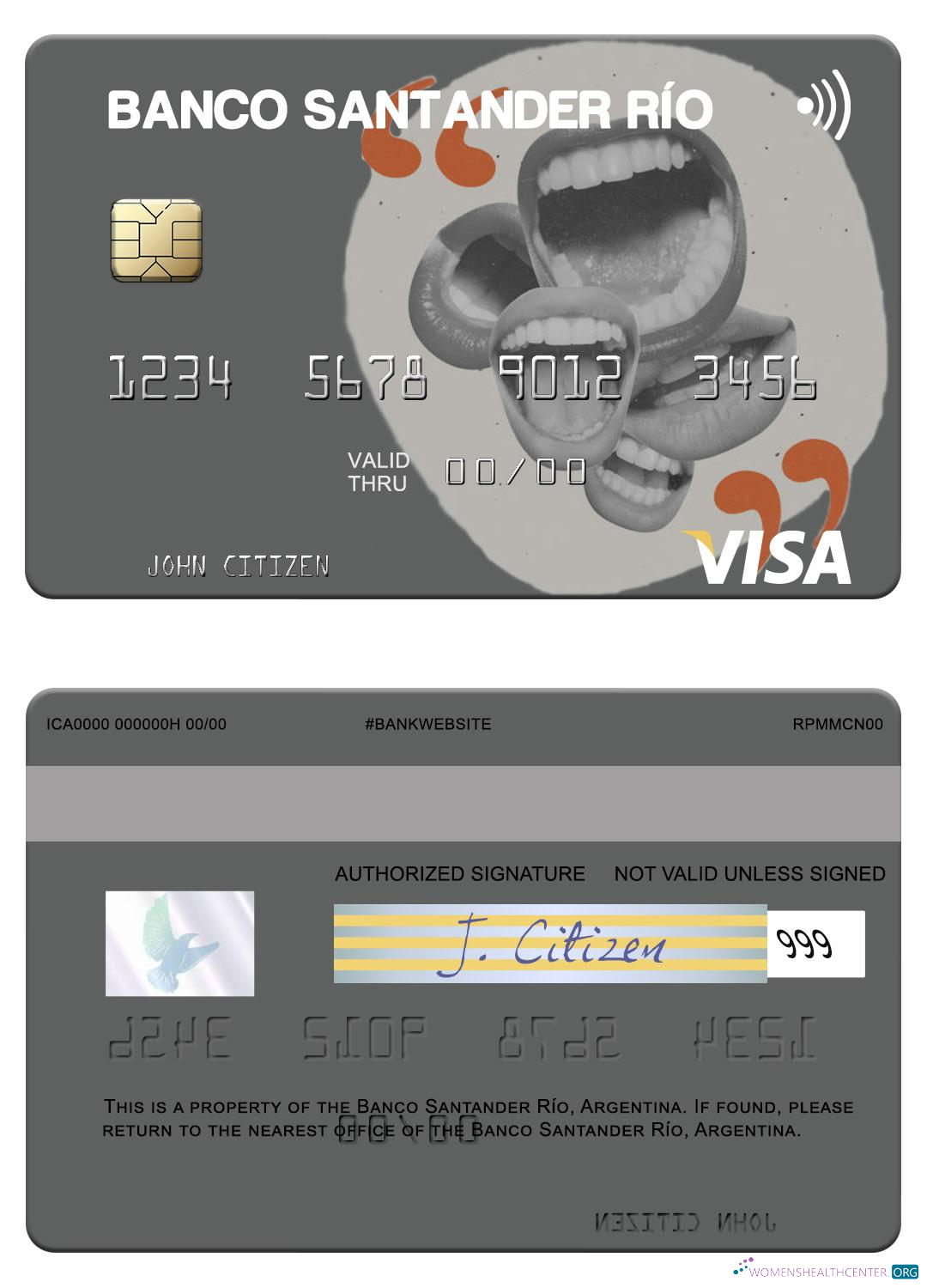 Download Argentina Banco Santander Río visa card Photoshop template